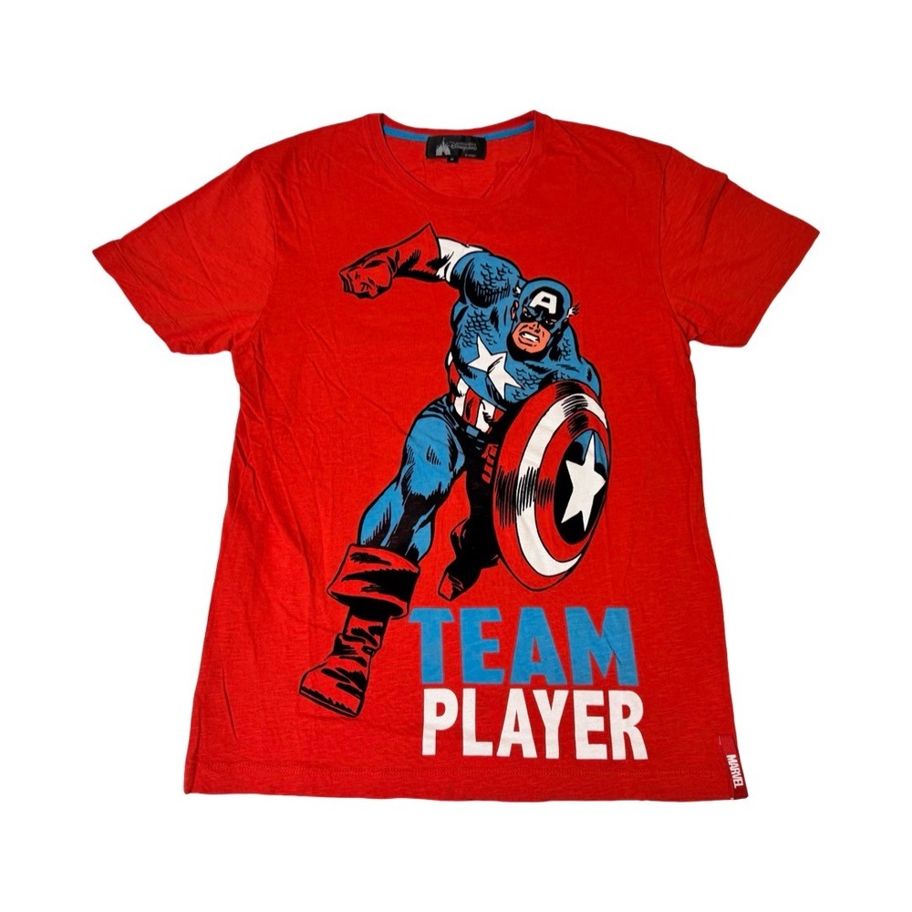 Hong Kong Disneyland Marvel‎ Captain America Red Team Player Graphic Tee Mens M